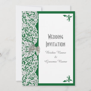 Invitation mariage traditionnel à dentelle verte et blanche