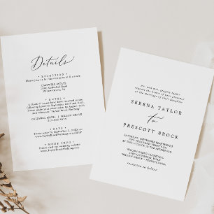 Invitation Mariage traditionnel Delicice Black Front et Back
