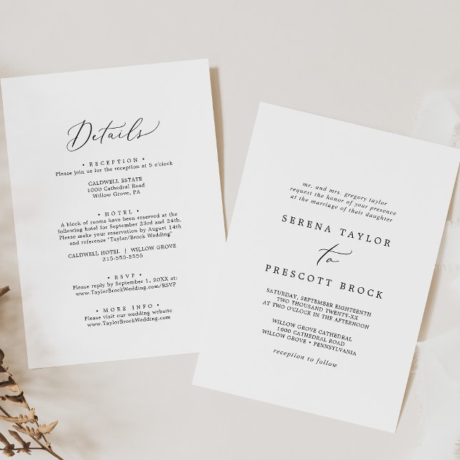 Invitation Mariage traditionnel Delicice Black Front et Back (Créateur téléchargé)