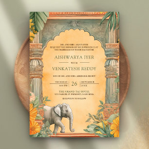Invitation Mariage traditionnel du Code QR des Indiens du Sud