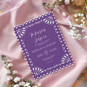 Invitation Mariage Traditionnel Espagnol Papel Picado Violet