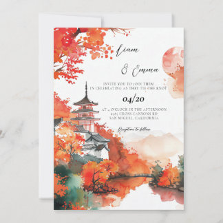 Invitation Mariage traditionnel japonais Paysage KYOTO