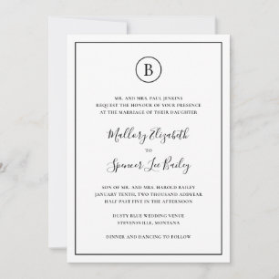 Invitation Mariage Traditionnel Noir et Blanc Tout En Un