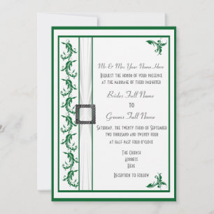 Invitation Mariage traditionnel vert et blanc simple
