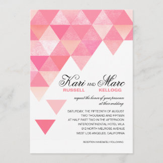 Invitation Mariage triangles géométriques | mauve rose