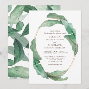 Invitation Mariage tropical à la verdure. Botanique aquarelle
