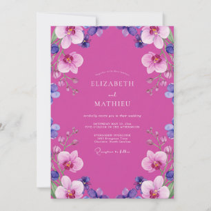 Invitation Mariage Tropical à l'Orchidée Magenta