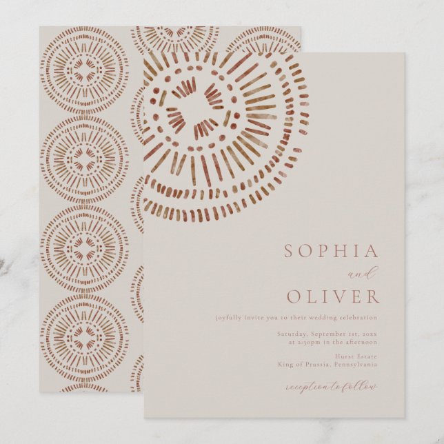 Invitation Mariage tropical Art Déco à l'aquarelle élégant (Devant / Derrière)