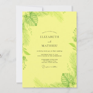 Invitation Mariage tropical au citron Monstera Eucalyptus