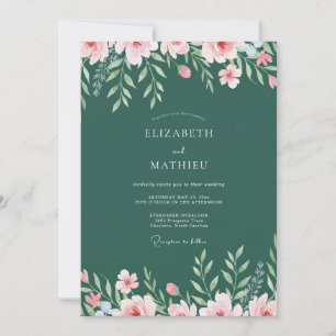 Invitation Mariage Tropical aux Feuilles de Teck Sombre