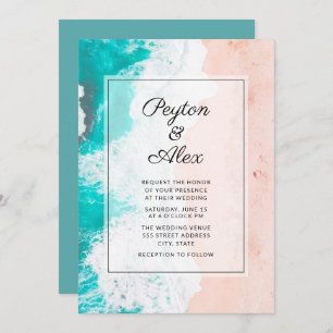 Invitation Mariage Tropical Beach Ocean Waves