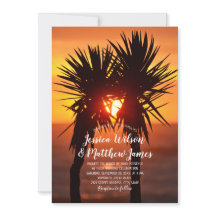 Mariage Tropical Beach Palm Tree Ocean Sunset