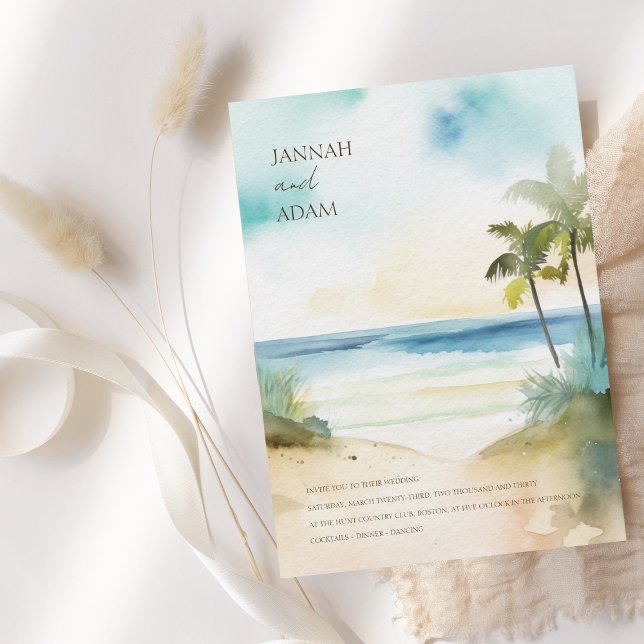 Invitation Mariage Tropical Beach Palm Trees (Créateur téléchargé)