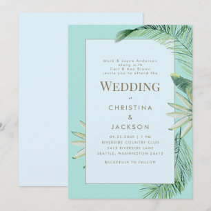 Invitation Mariage Tropical Bleu & Turquoise