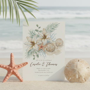 Invitation Mariage Tropical Bohème Plage Aquarelle