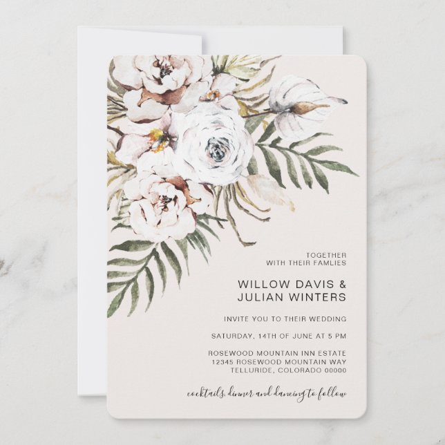 Invitation Mariage tropical Boho (Devant)