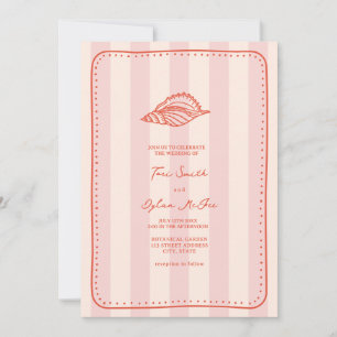 Invitation Mariage Tropical de coquillage rose