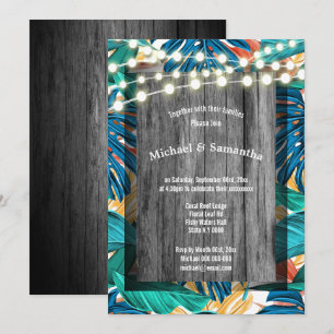 Invitation Mariage tropical de jungle de stringlights