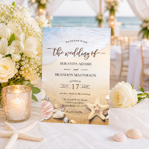Invitation Mariage Tropical de Plage à l'Étoile de Mer Élégan