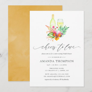 Invitation Mariage tropical de plage avec dégustation de vin