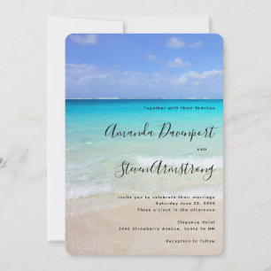 Invitation Mariage Tropical de Plage Bleu Azur des Caraïbes
