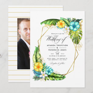 Invitation Mariage tropical d'été géométrique Aloha Photo