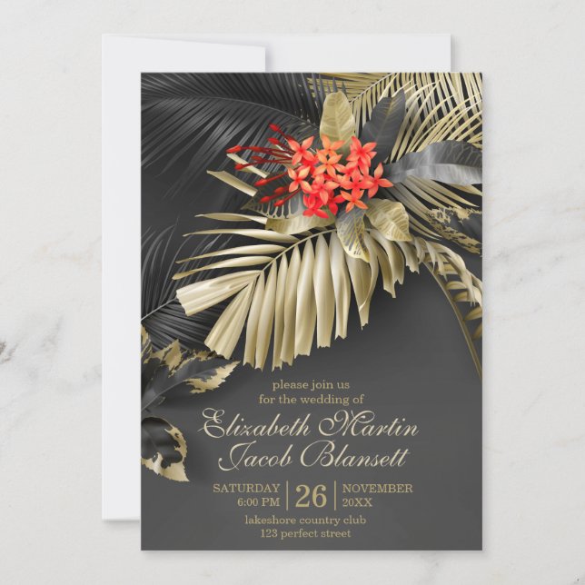 Invitation Mariage tropical du Jasmin de l'Ouest des Antilles (Devant)