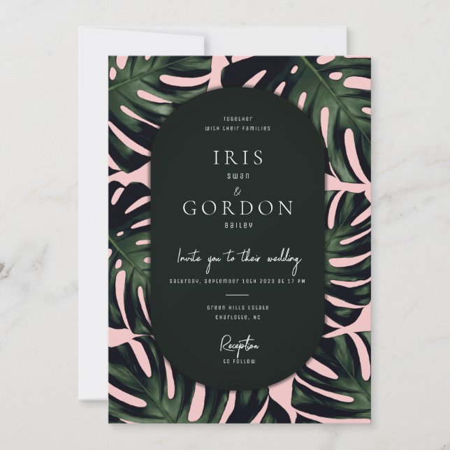 Invitation Mariage Tropical Emerald Green Destination (Devant)
