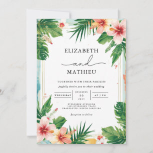 Invitation Mariage Tropical Floral Frame