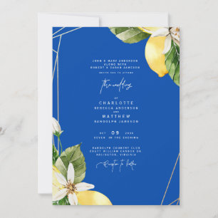 Invitation Mariage Tropical Méditerranéen au Cobalt Coloré