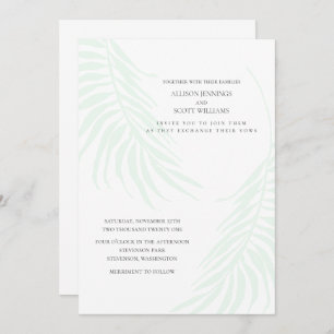 Invitation Mariage tropical minimal vert et blanc chic