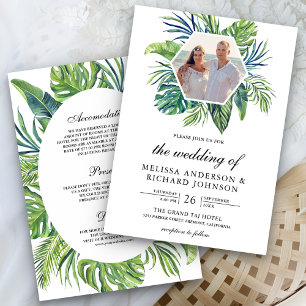 Invitation Mariage Tropical Monstera Feuilles de Palmier Tout