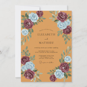 Invitation Mariage Tropical Moutarde Prune Peint