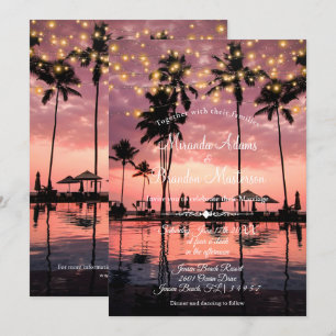 Invitation Mariage Tropical Palm Beach Summer Sunset