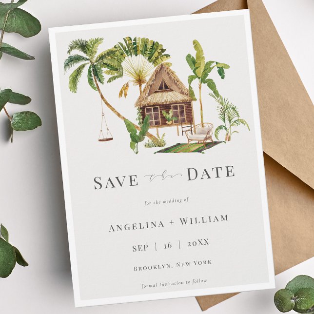 Invitation Mariage Tropical Palm Tree Enregistrer la date (Créateur téléchargé)