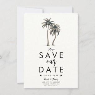 Invitation Mariage Tropical Palm Tree sur la Côte - Enregistr