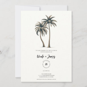 Invitation Mariage Tropical Rustique au Bord de la Mer aux Pa
