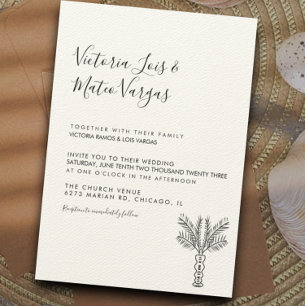 Invitation Mariage tropical simple à main tiré Palm Tree