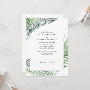 Invitation Mariage Tropical Simplement Élégant avec Palmiers
