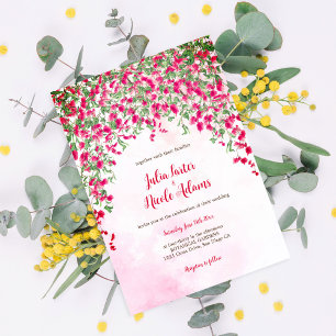 Invitation Mariage Tropical sous la Forêt de Bougainvillée Ro