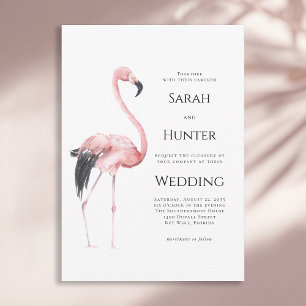 Invitation Mariage Tropical sur la Plage au milieu des Flaman
