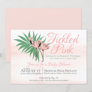 Invitation Mariage Tropical sur la Plage aux Flamants Roses