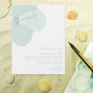 Invitation Mariage tropical sur la plage avec fleur d'Hibiscu