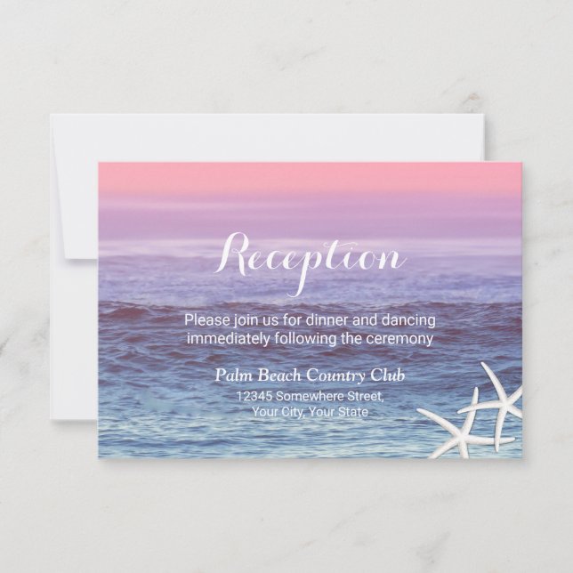 Invitation Mariage Tropical sur la Plage Étoile de Mer Récept (Devant)