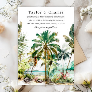 Invitation Mariage tropical sur une plage de destination