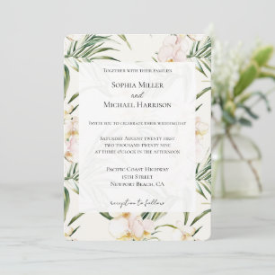 Invitation Mariage Tropical White Orchid Flowers