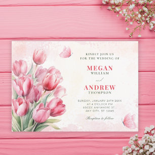 Invitation Mariage tulipe bouquet de fleurs