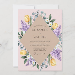Invitation Mariage Tulipe Jaune Lilas Eucalyptus