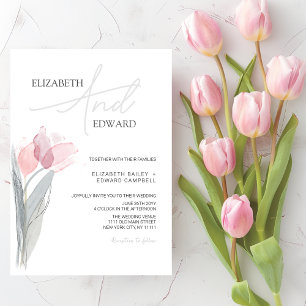 Invitation Mariage Tulipe Moderne Minimaliste Typographie Élé