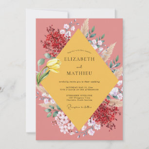 Invitation Mariage Tulipe Moutarde Terracotta Eucalyptus